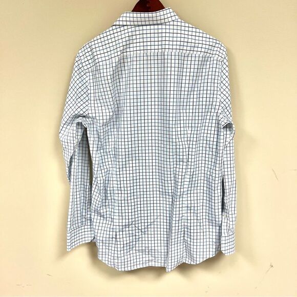 Banana Republic blue and navy windowpane button down L - Picture 3 of 4